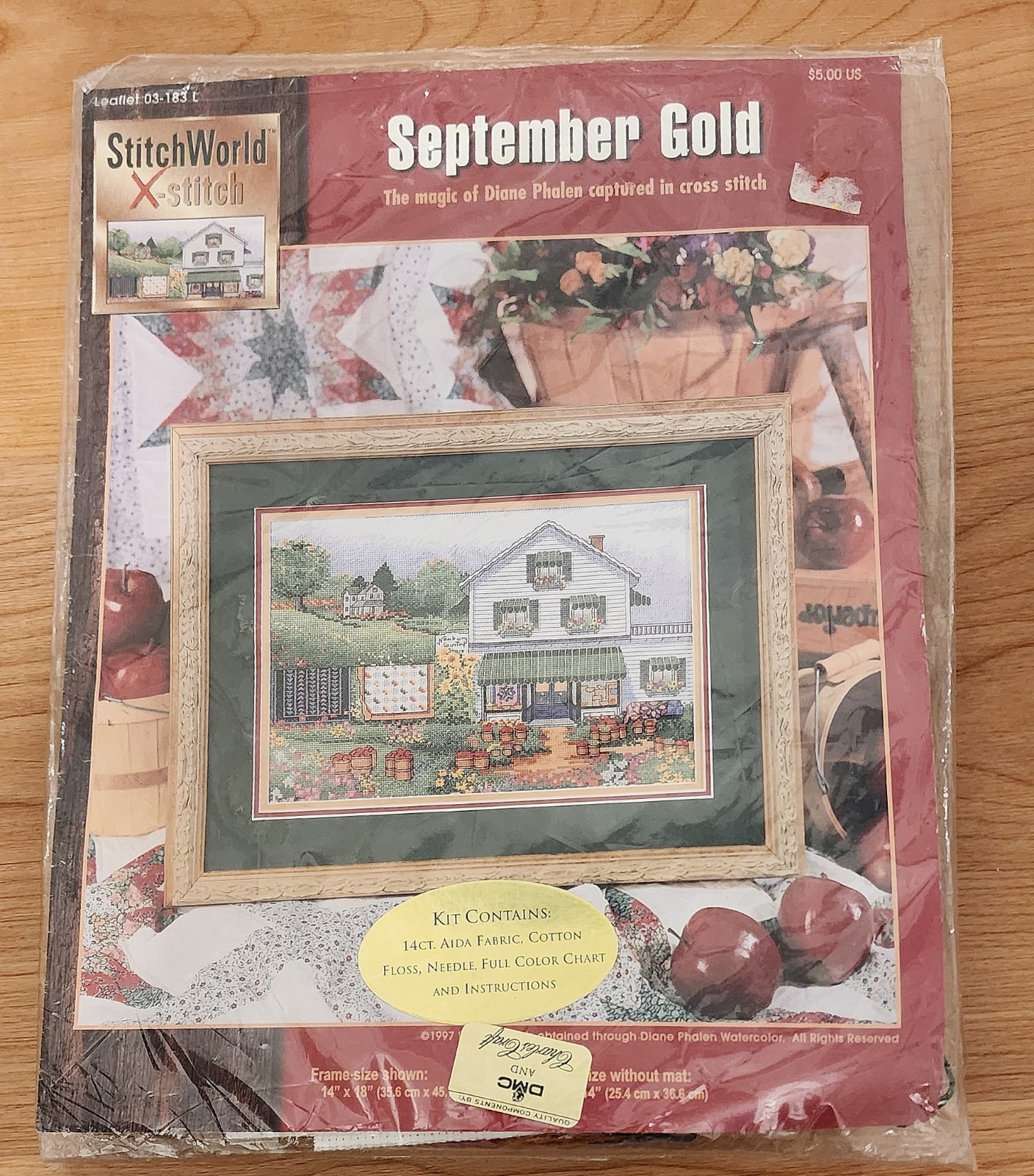 Vintage 1997 StitchWorld SEPTEMBER GOLD Cross Stitch Kit RARE Cottage Core New Vintage 1997 StitchWorld SEPTEMBER GOLD Cross Stitch Kit RARE Cottage Core New