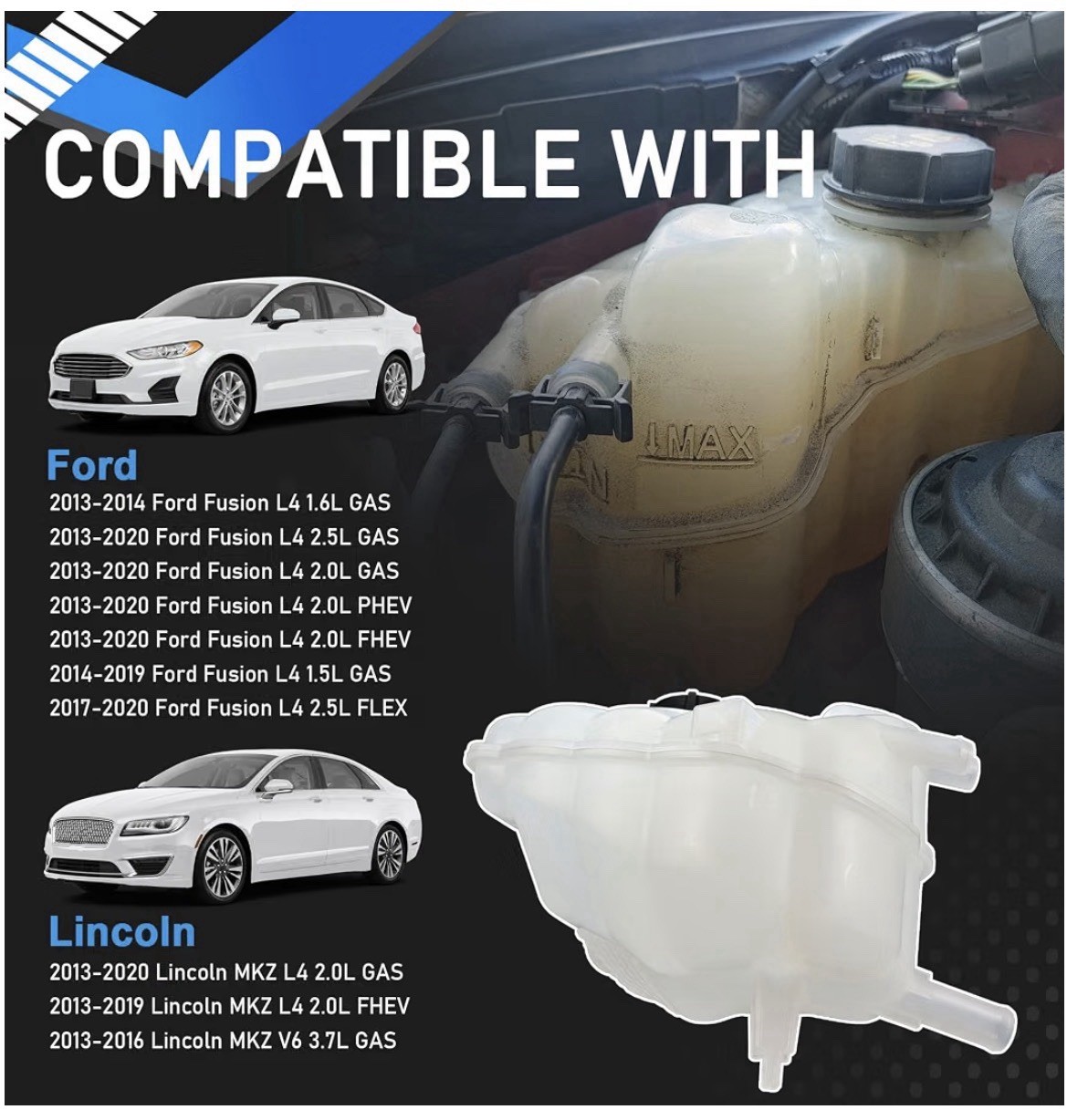 Engine Coolant Reservoir Tank with Cap