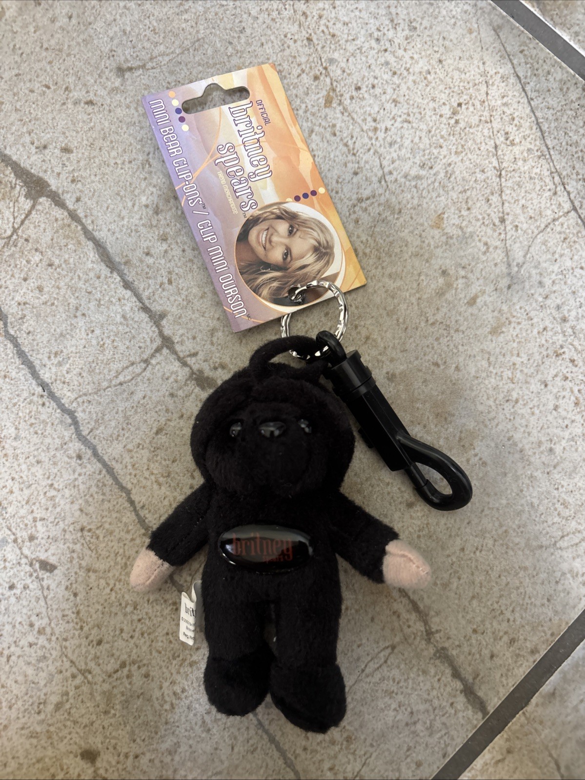 Vintage Britney Spears Black Plush Teddy Bear Keychain Clip On 2000 New Vintage Britney Spears Black Plush Teddy Bear Keychain Clip On 2000 New