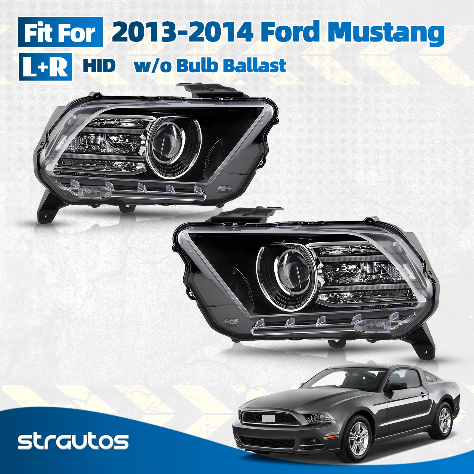 For 2013-2014 Ford Mustang HID/Xenon Headlight w/o Bulb w/o Ballast Left+ Right For 2013-2014 Ford Mustang HID/Xenon Headlight w/o Bulb w/o Ballast Left+ Right