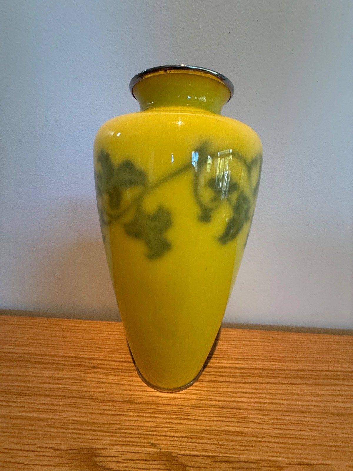 Japanese Enamel Vase with Pulled Wire Floral Band