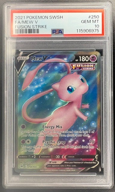2021 Pokemon Fusion Strike Mew V #250/264 Full Art PSA 10 GEM MINT- PSA 10