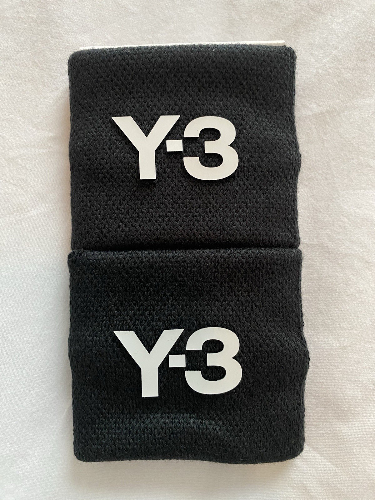 Y-3 Model Wristband Pair for Unisex Adults - Black with White Logo