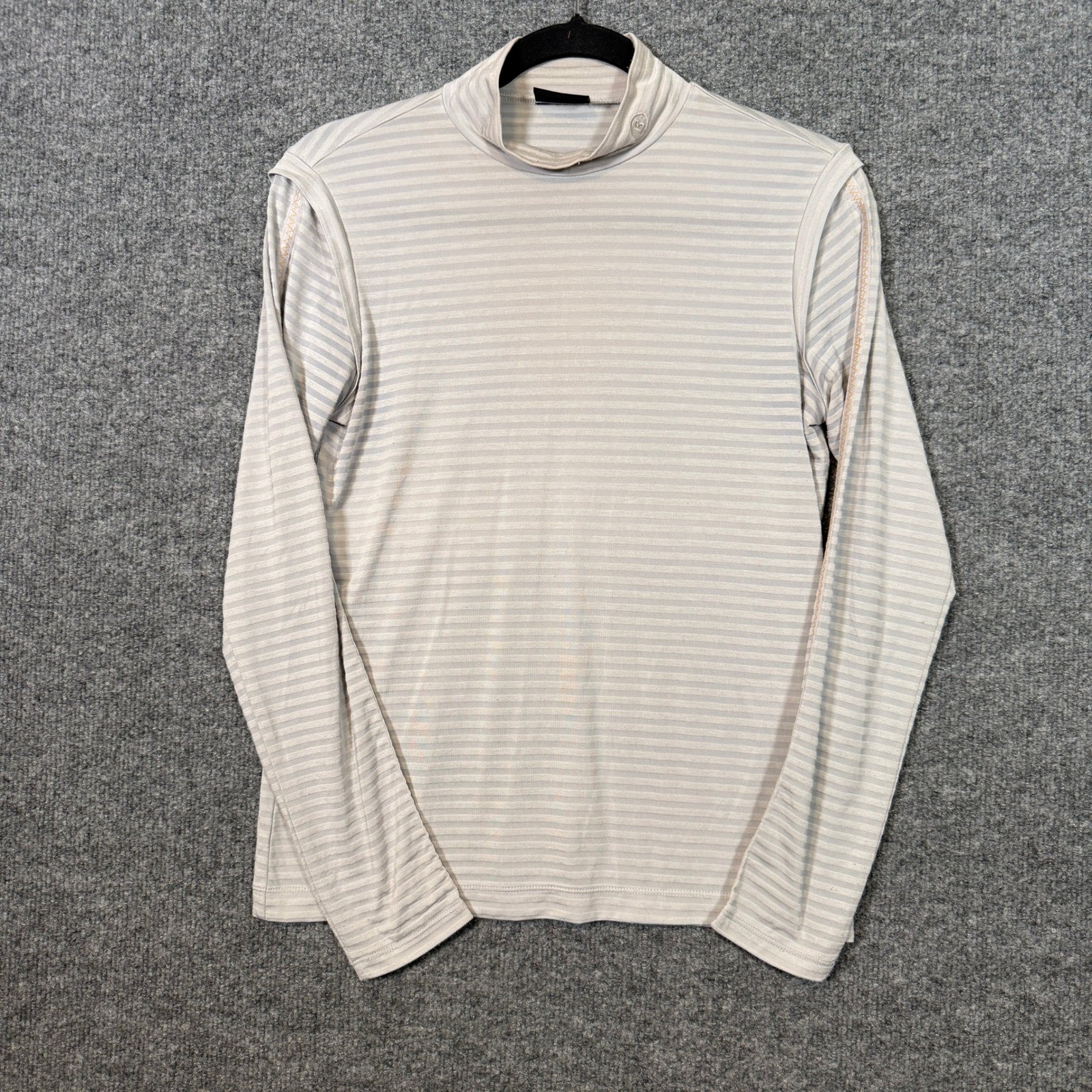 Bogner Base Layer Shirt Womens Small Gray Mock Neck Striped Long Sleeve Ski