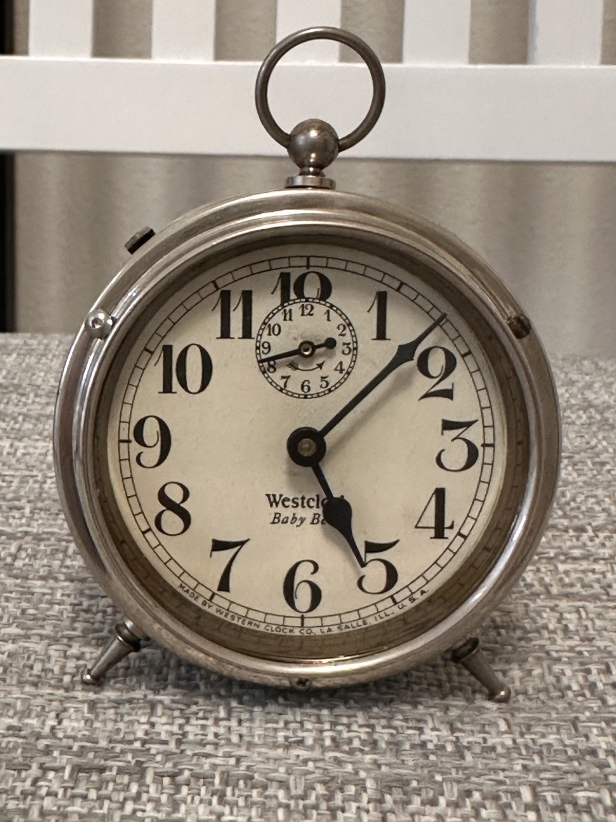 Vintage 1929 Westclox 'Baby Ben' Style 1 Alarm Clock - Nickel * Working Well Vintage 1929 Westclox 'Baby Ben' Style 1 Alarm Clock - Nickel * Working Well