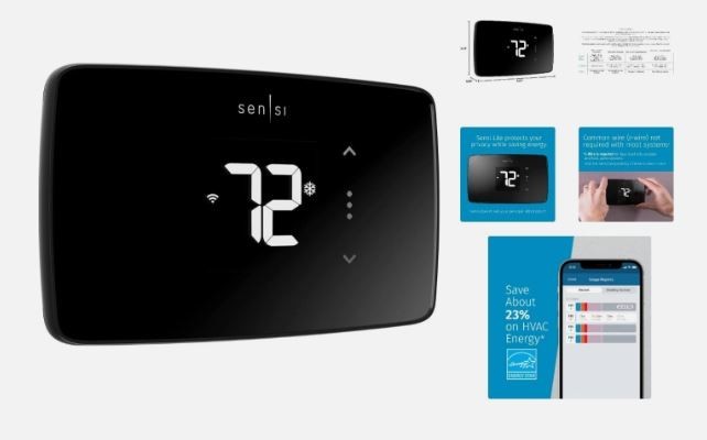 Emerson ST25 Sensi Lite Wi-Fi Smart Thermostat Black WiFi Control New, Open Box Emerson ST25 Sensi Lite Wi-Fi Smart Thermostat Black WiFi Control New, Open Box