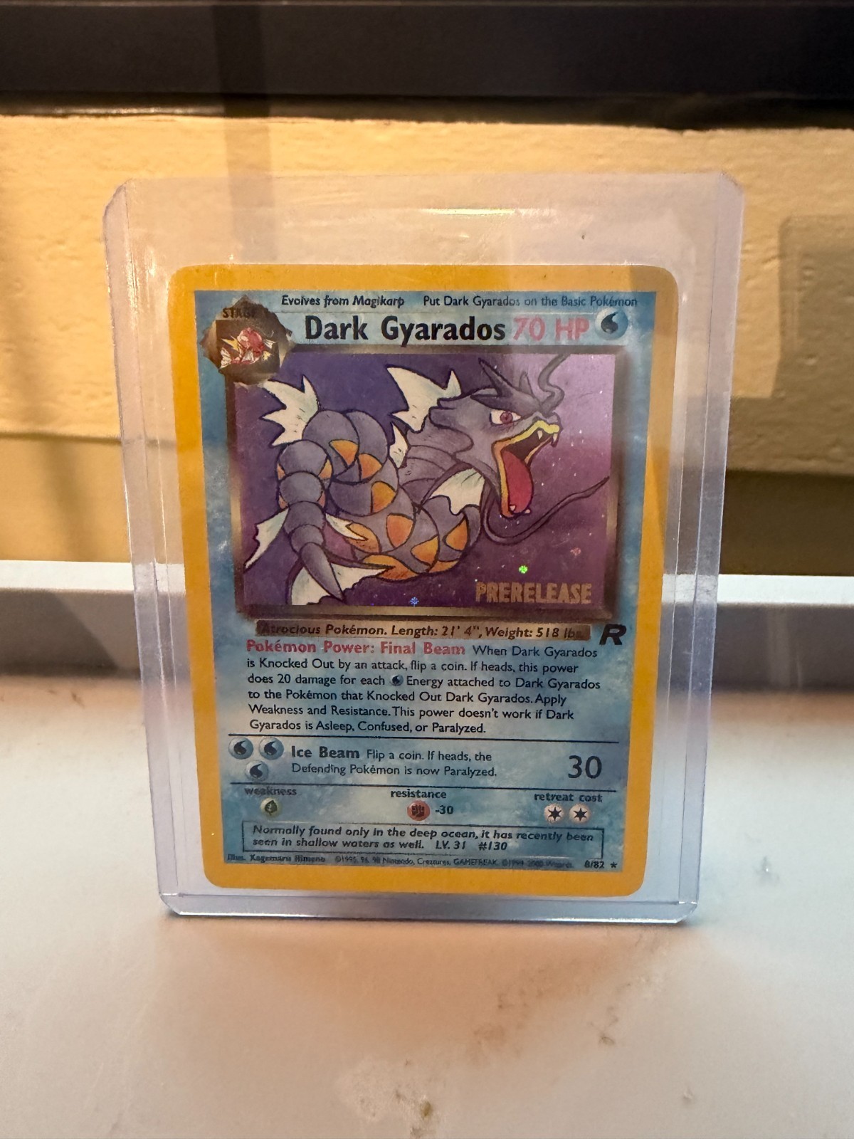 Prerelease Pokemon TCG Dark Gyarados 08/82 Wotc Promo Rocket Holo Vintage LP/NM Prerelease Pokemon TCG Dark Gyarados 08/82 Wotc Promo Rocket Holo Vintage LP/NM