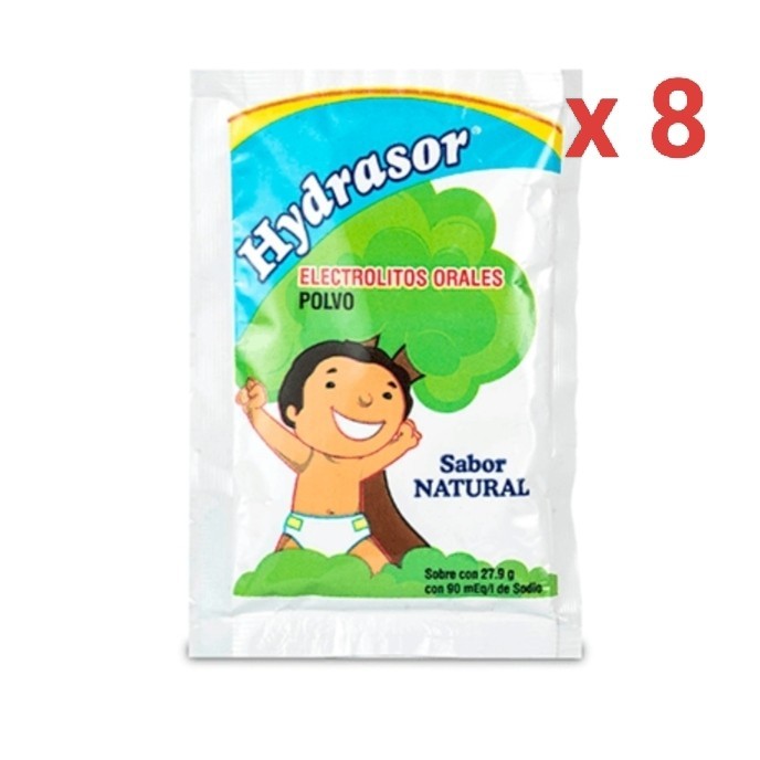 ELECTROLITOS ORALES EN POLVO HYDRASOR SABOR NATURAL  (8PCS) MEXICO
