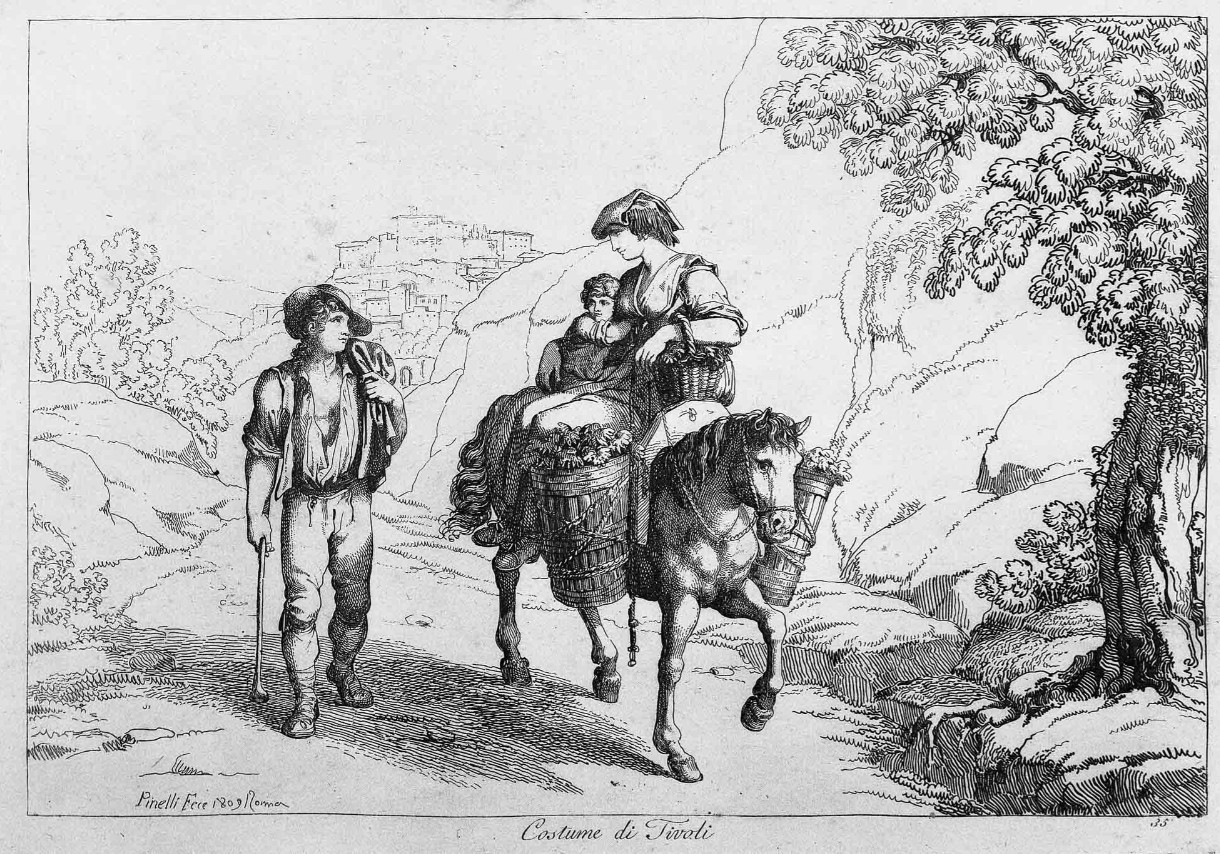 Bartolomeo Pinelli Costume di Tivoli Original Etching Bartolomeo Pinelli Costume di Tivoli Original Etching