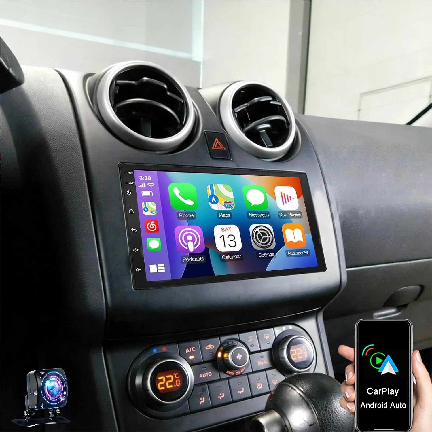 Car Radio Stereo GPS Carplay For 2008 2009-2011 Nissan Rogue Android Auto +CAM