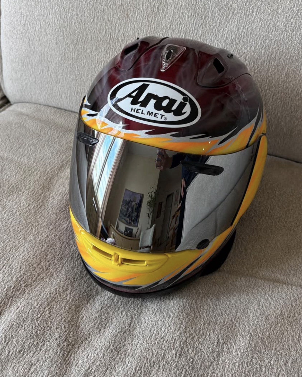 Vintage Arai RX-7 RR4 Youichi Ui Replica Helmet Size S Small Chrome Visor Rare