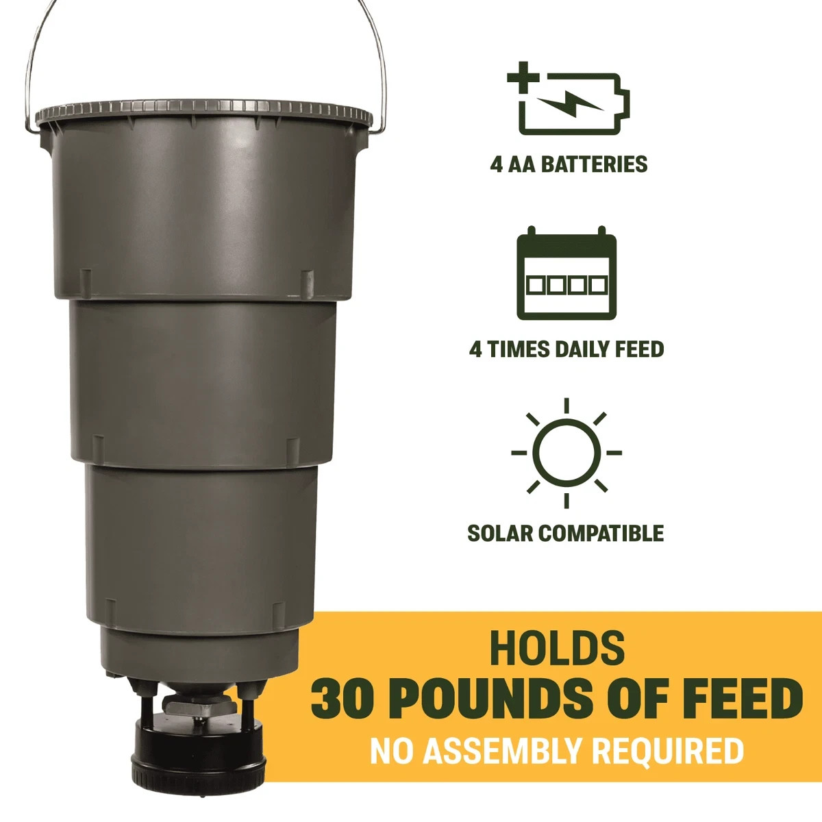 Moultrie 5-Gallon Deer Feeder – Hanging All-In-One Design with Adjustable Timer
