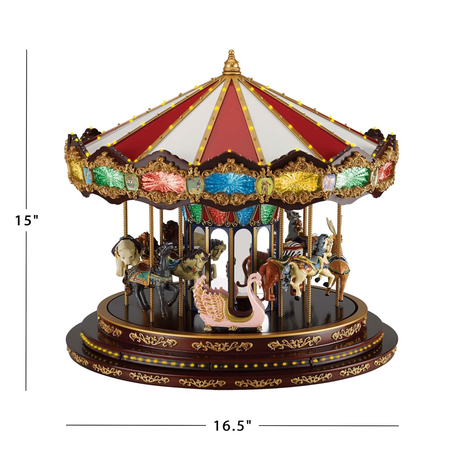 Mr. Christmas Marquee Deluxe Carousel Animated Musical LED Decoration 15”