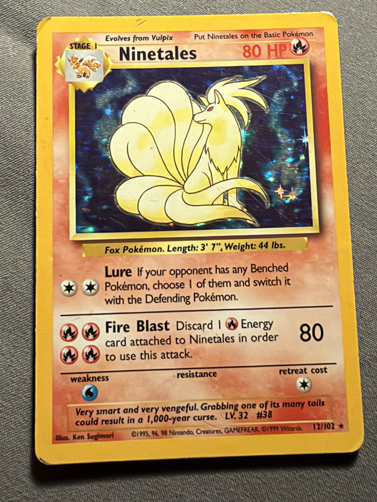 Wizards Ninetales 12/102 Base Set Holo Rare English Stage 1 80 HP 1999-2000