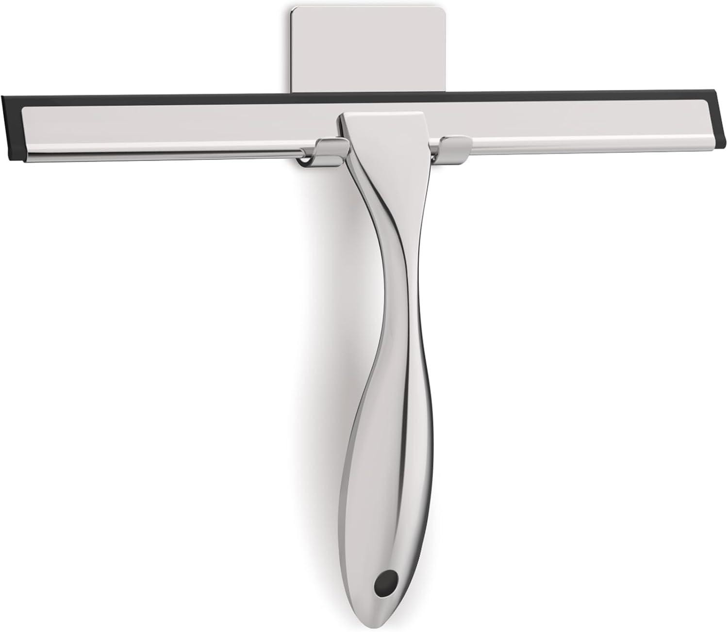 All-purpose Stainless Steel Shower Squeegee for Glass Doors with Adhesive Ho. All-purpose Stainless Steel Shower Squeegee for Glass Doors with Adhesive Ho.