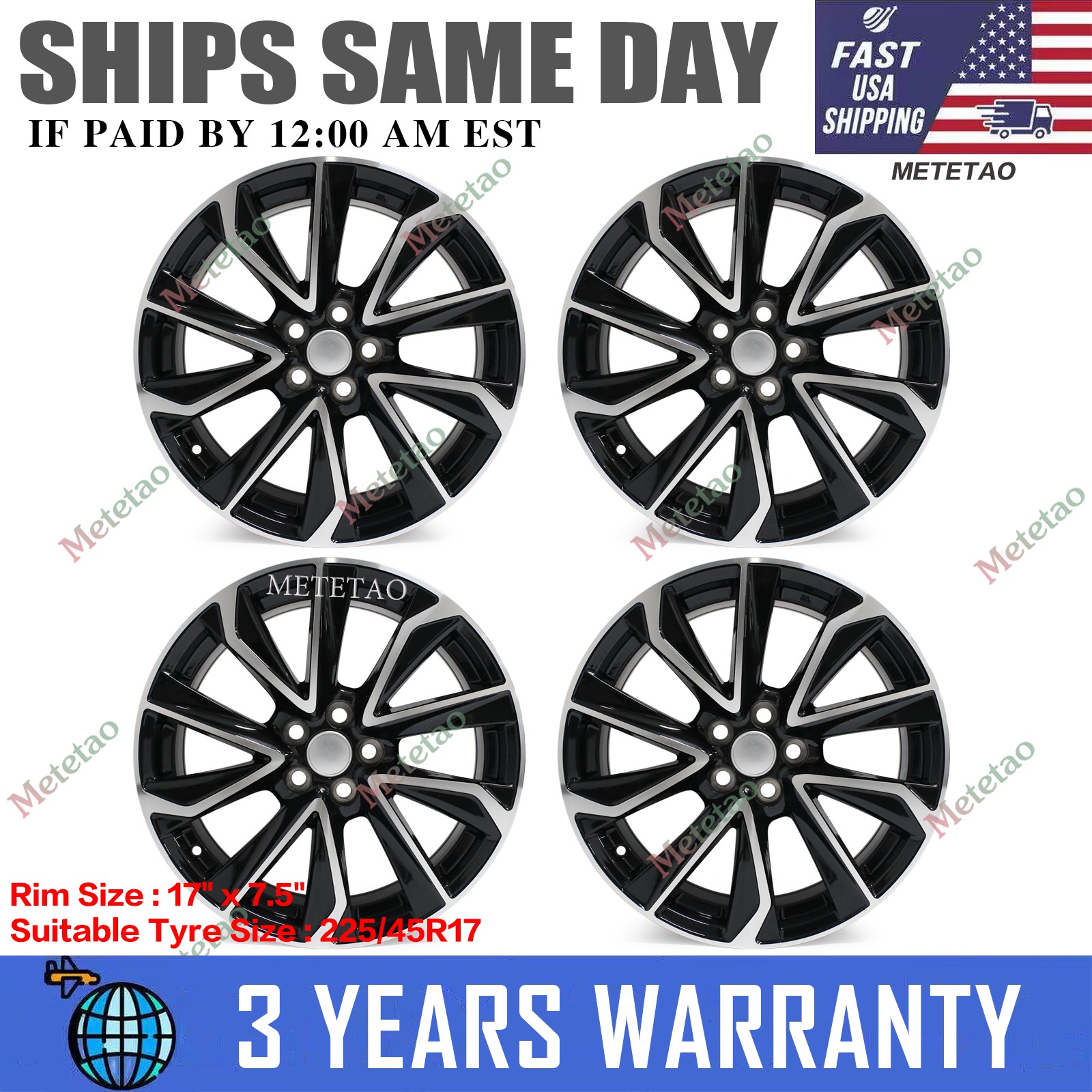 4 PCS New 17x7.5