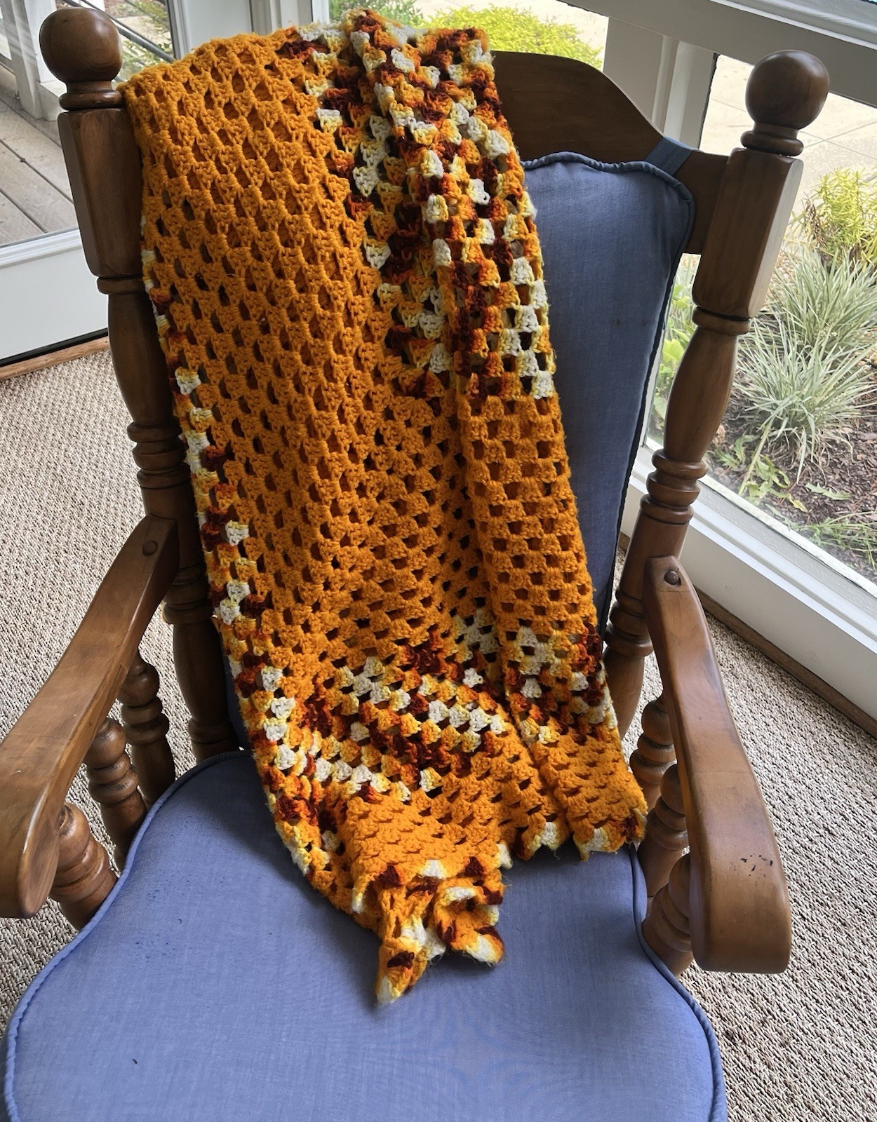 Handmade Vintage Retro 70s Granny Square Crochet Blanket Afghan Boho Throw