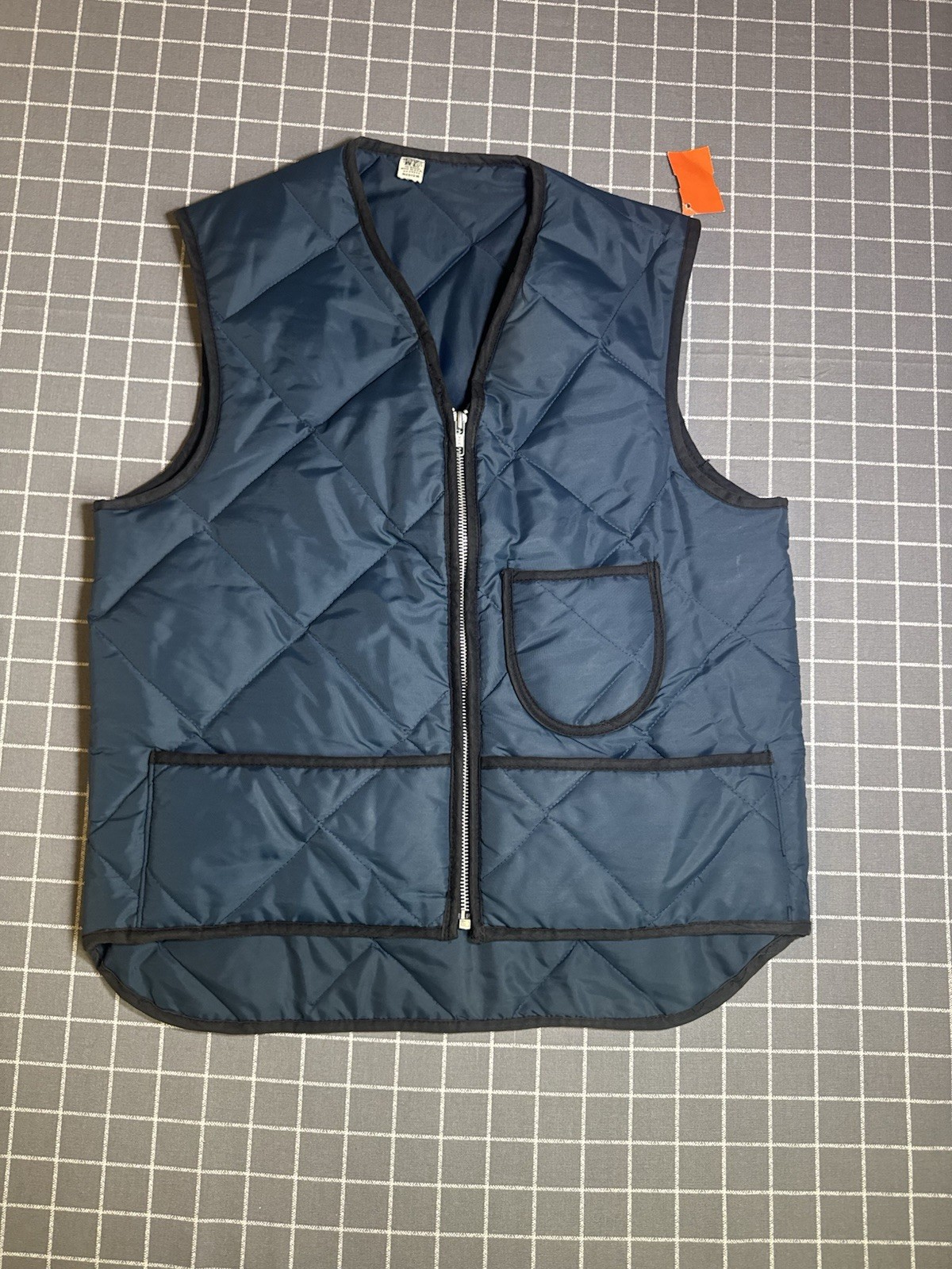 True Vintage Dacron Vest Mens Medium Navy Blue 60s 70s Thermal Lined Farmer