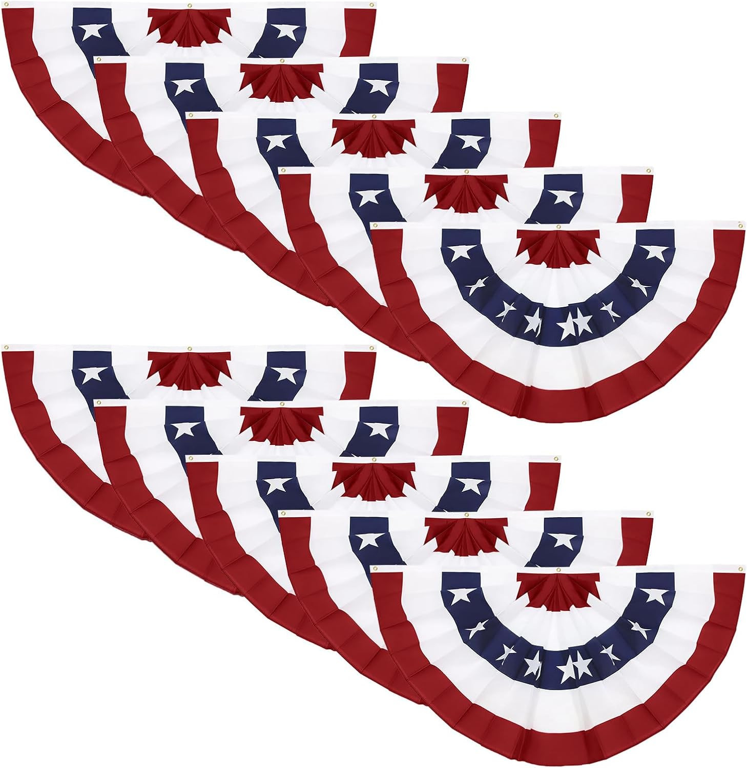 4PCS 3X6 Ft American Pleated Fan Flag, Patriotic Half Fan Bunting Flag | Large P