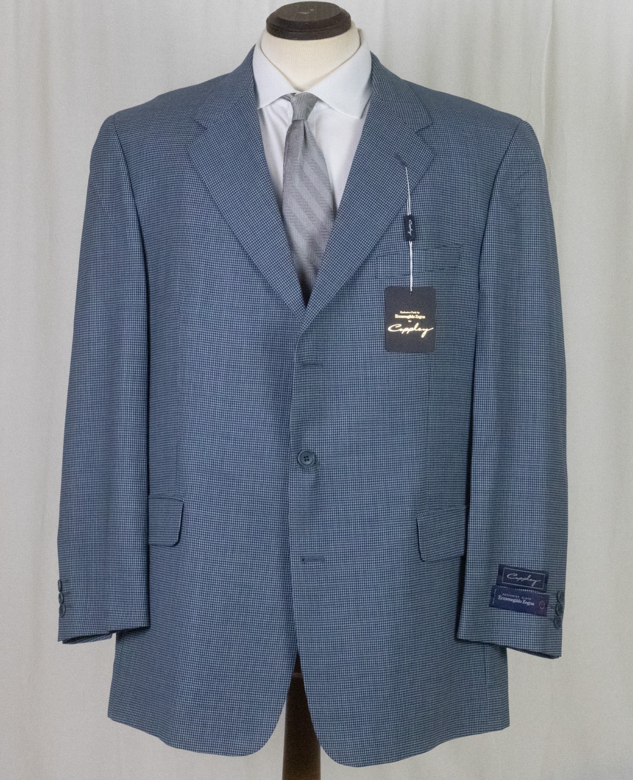 NWT COPPLEY Ermenegildo Zegna Light Blue & Navy Check Jacket Sport Coat 46 R