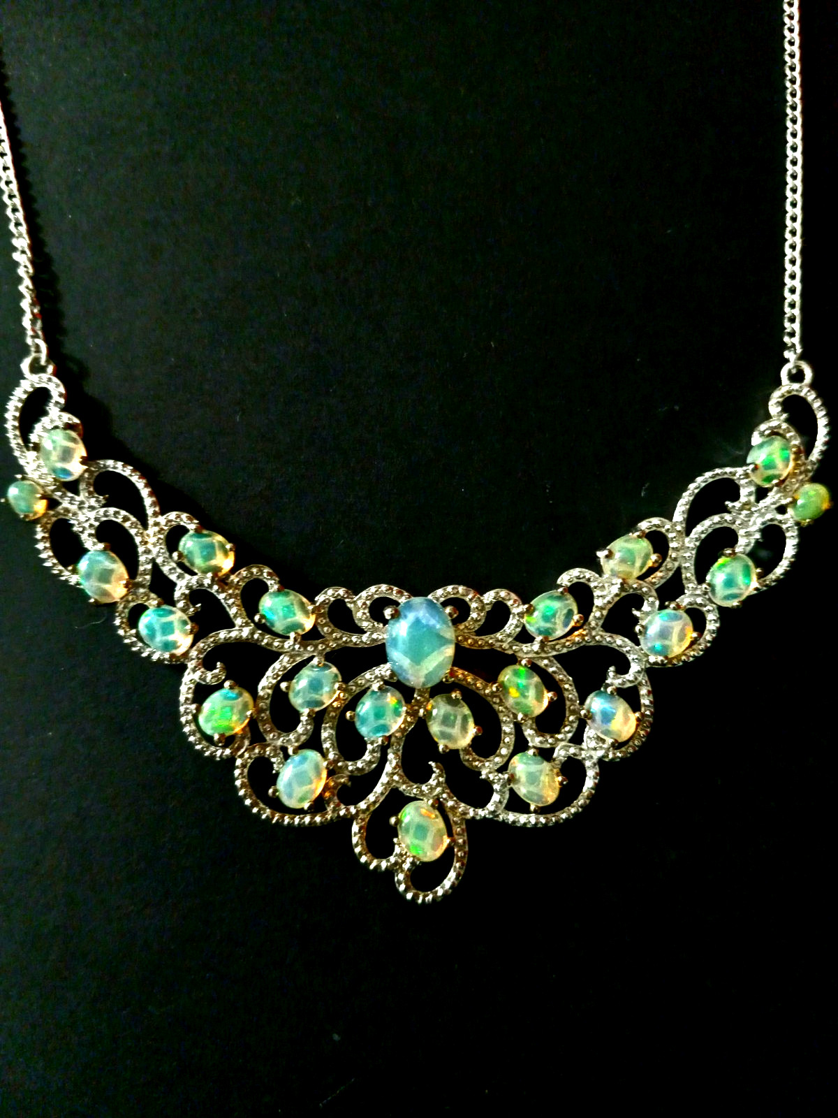 5.21 ct Ethiopian Welo Opal Platinum Over Sterling Silver Princess Necklace 18in