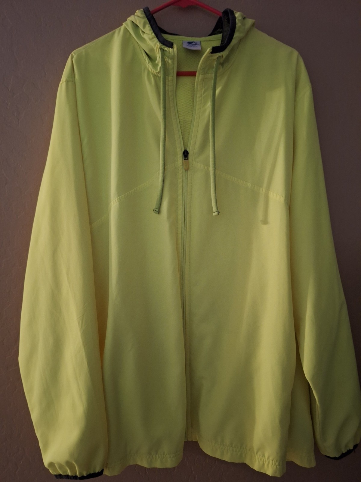 Starter Hooded Windbreaker Jacket Men\'s 2XL Neon Yellow Like New Never Worn