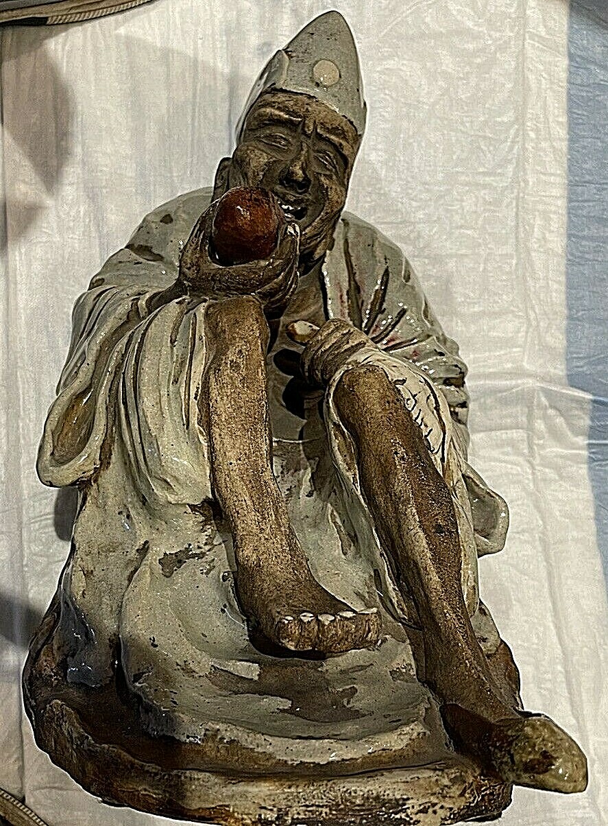 COLLECTOR Lg Antique Chinese Mudman Figure 14x14x9\