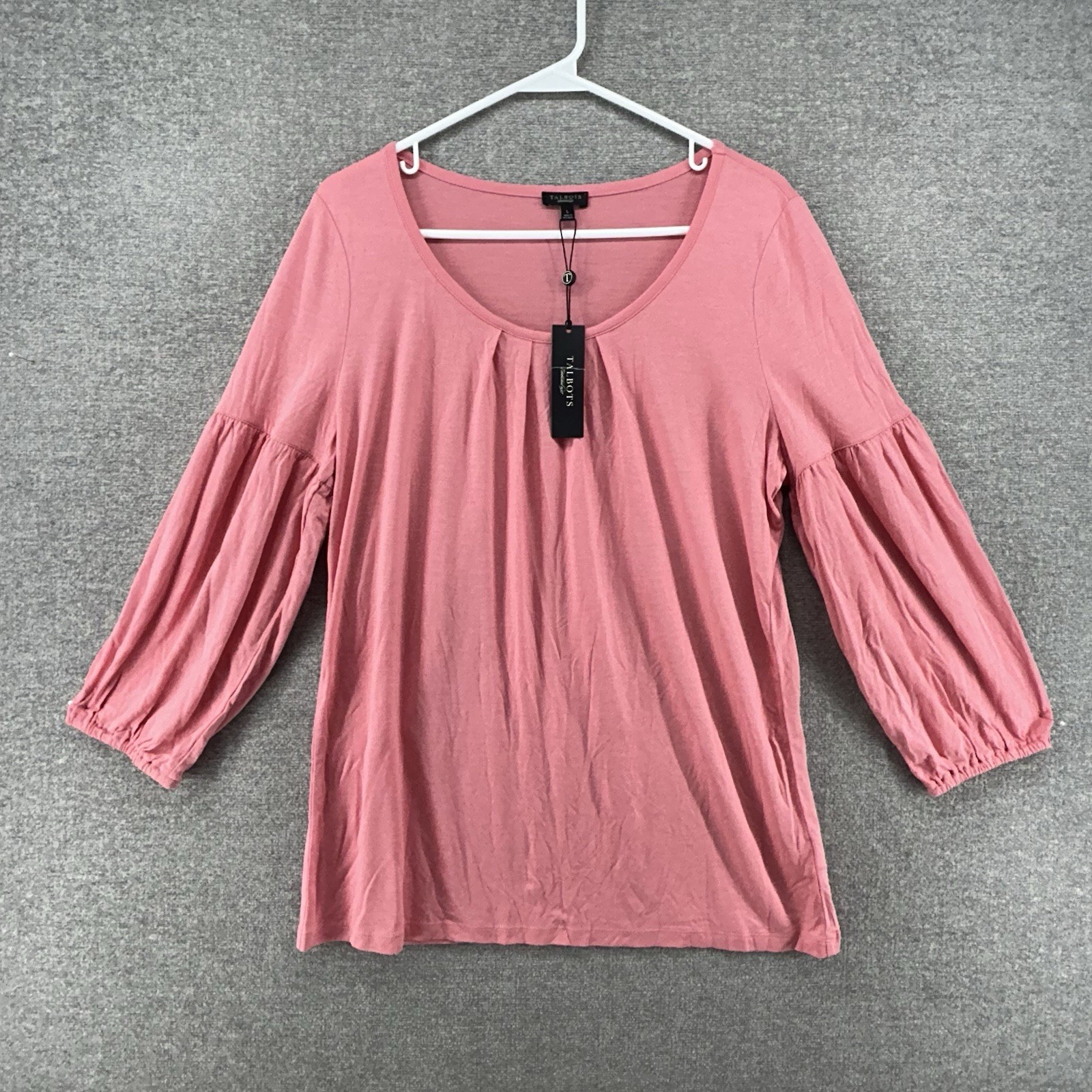 Talbots Top Long Sleeve Women Size Large Pink Casual NEW