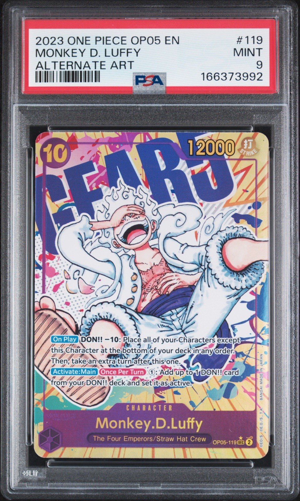 MONKEY D. LUFFY PSA 9 2023 ONE PIECE #OP05-119 SPECIAL CARD ALTERNATIVE ART 7263