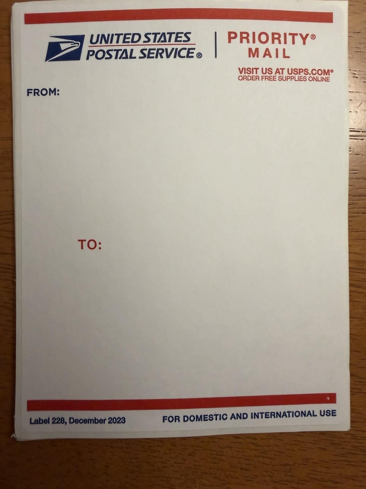 20-pack USPS Priority Mail To / From Peel Off Shipping Address Labels 20-pack USPS Priority Mail To / From Peel Off Shipping Address Labels
