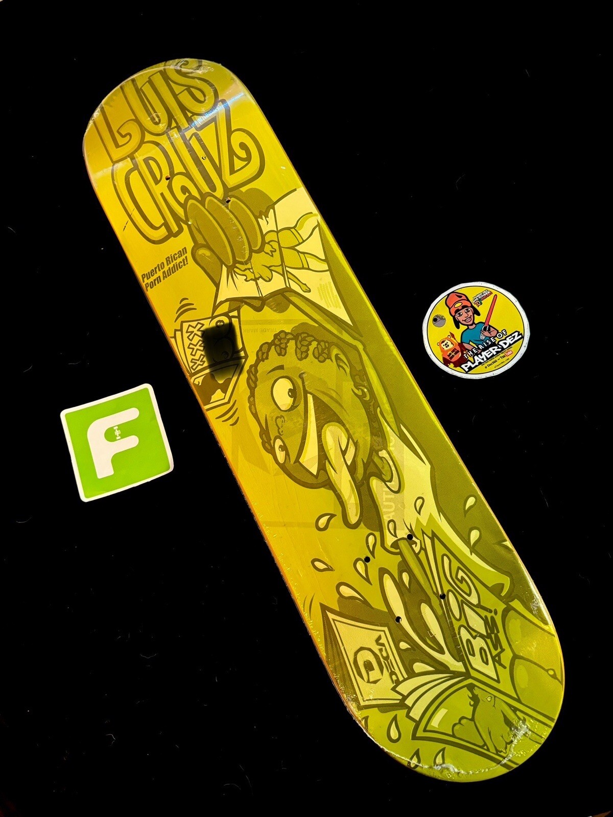 SUPER RARE Luis Cruz Addict DECA Screened Skateboard Deck Pro Model VINTAGE 2000