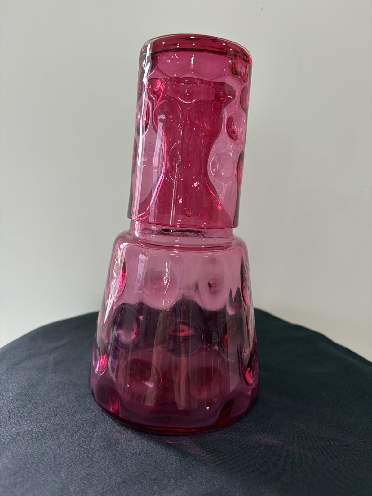 Tumble-Up Fenton. Vintage Crafe And Tumbler For Bedside Table 1960’s Cranberry Tumble-Up Fenton. Vintage Crafe And Tumbler For Bedside Table 1960’s Cranberry