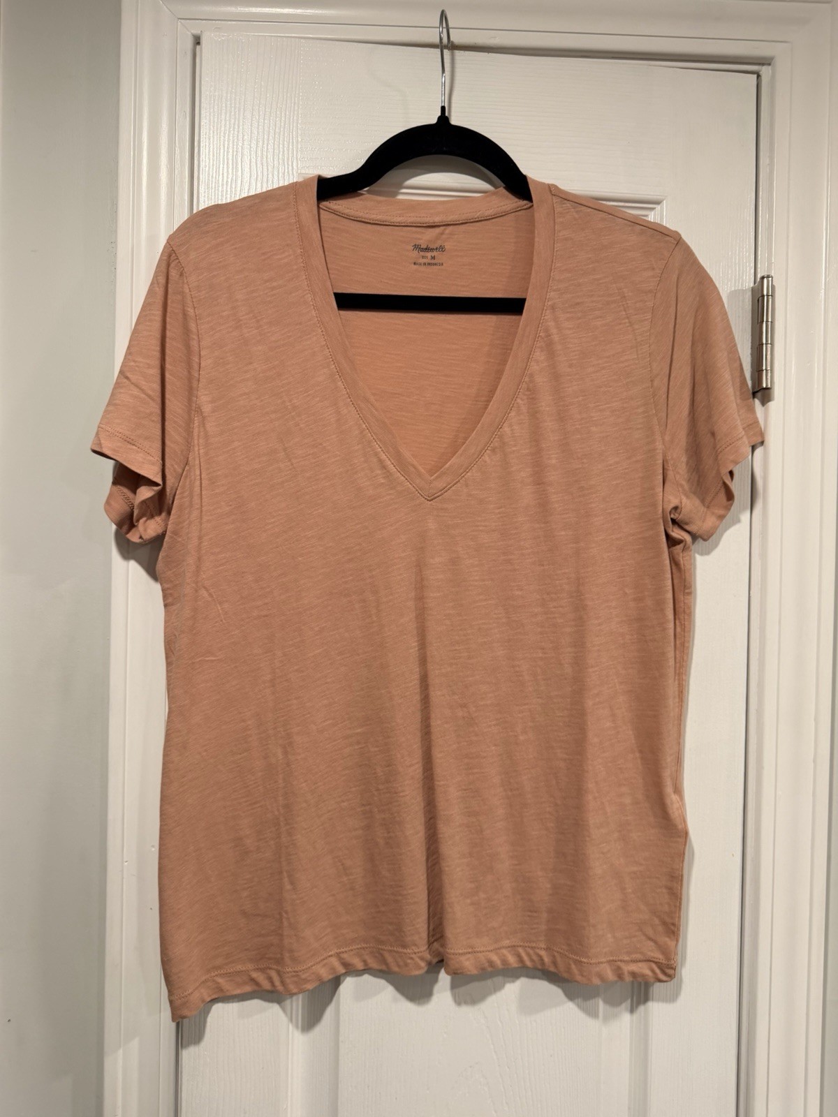 NWOT Madewell Size M Pink Clay V Neck Short Sleeve Slub Cotton Tee Shirt