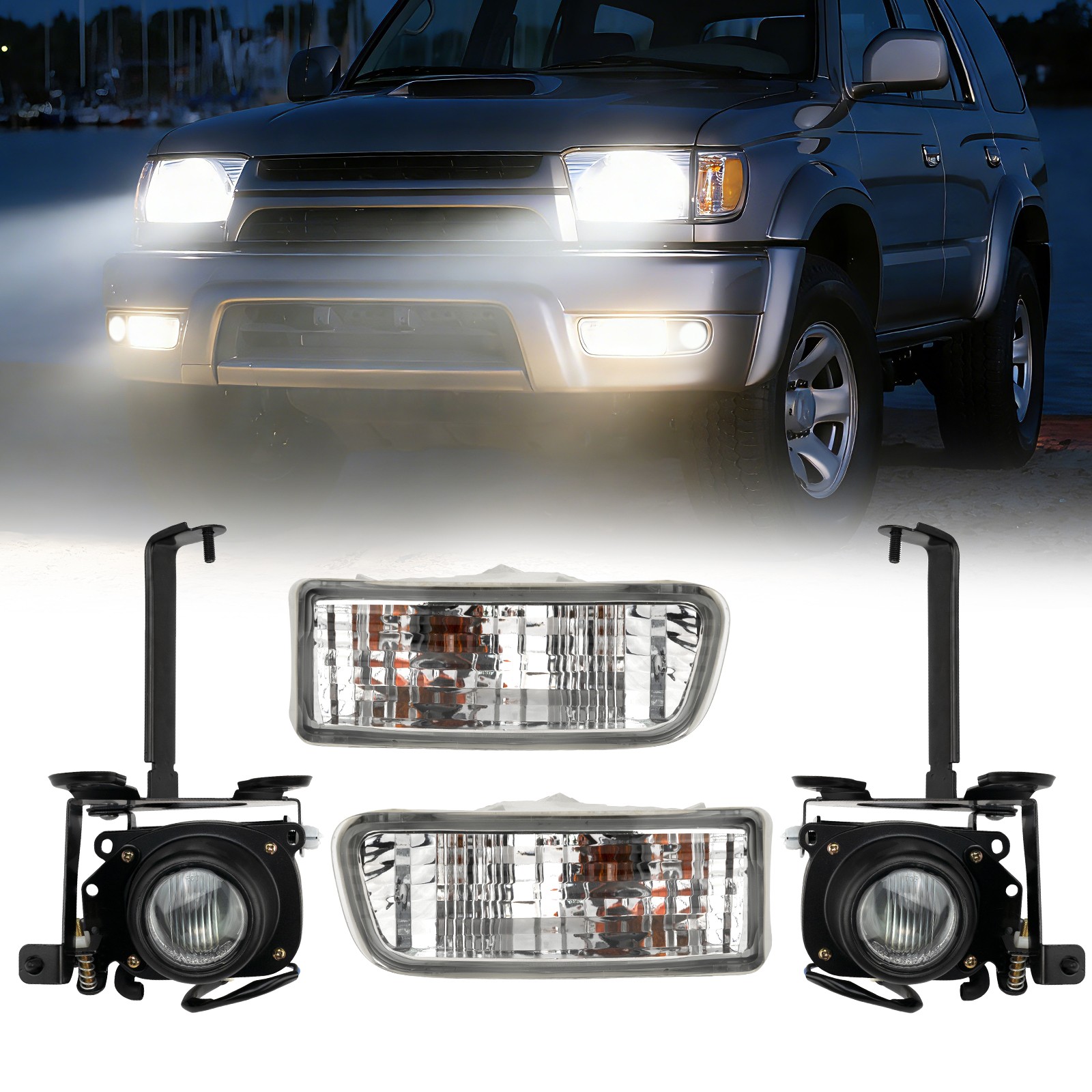 For 1999-2002 Toyota 4Runner Fog Lights with Turn Signal Lamps Left+Right Side