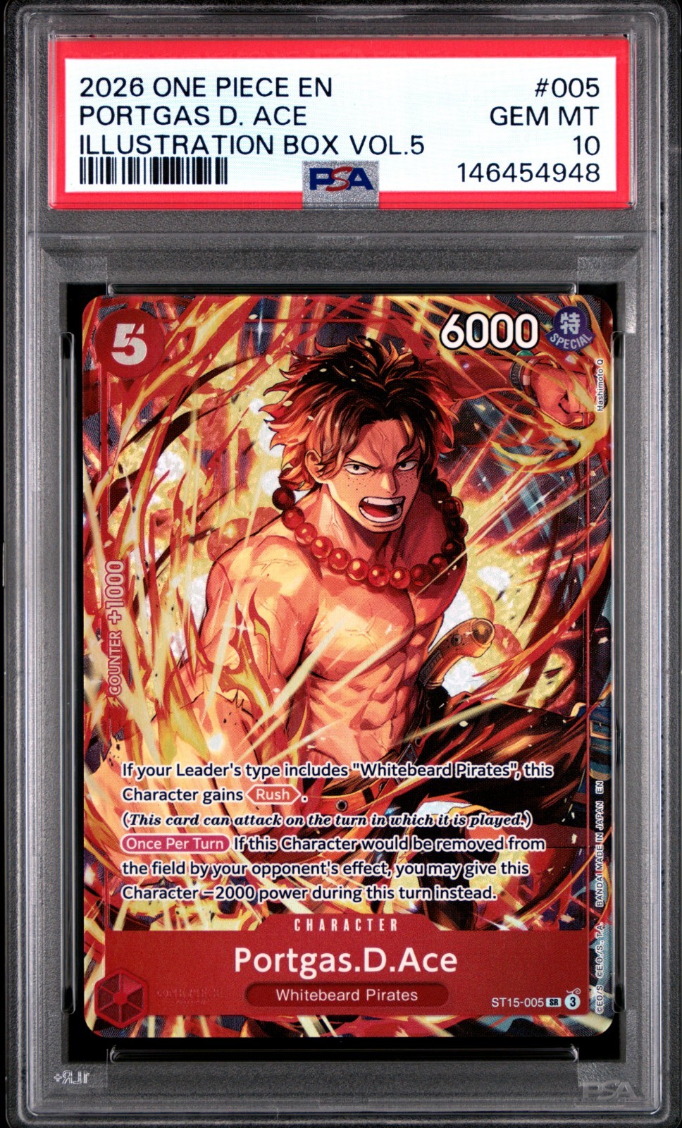 2026 One Piece English PORTGAS D. ACE Illustration Box Vol. 5 PSA 10 #005