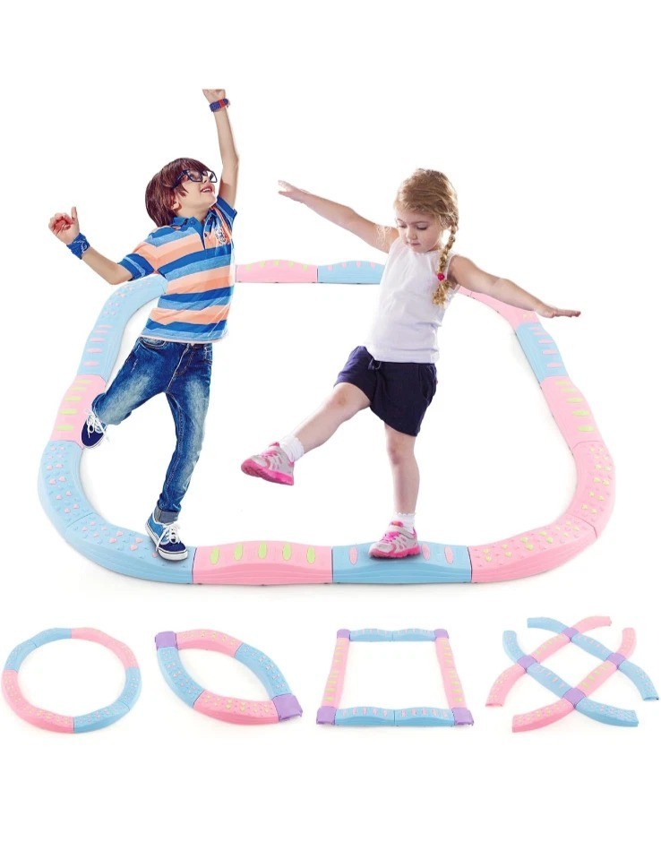 HONEY JOY 20PCS Kids Balance Beam Stepping Stones Montessori Sensory Toy