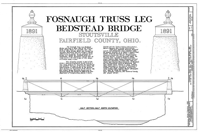 Stoutsville Ohio 1891 Fosnaugh Truss Leg Bedstead Bridge Fairfield County