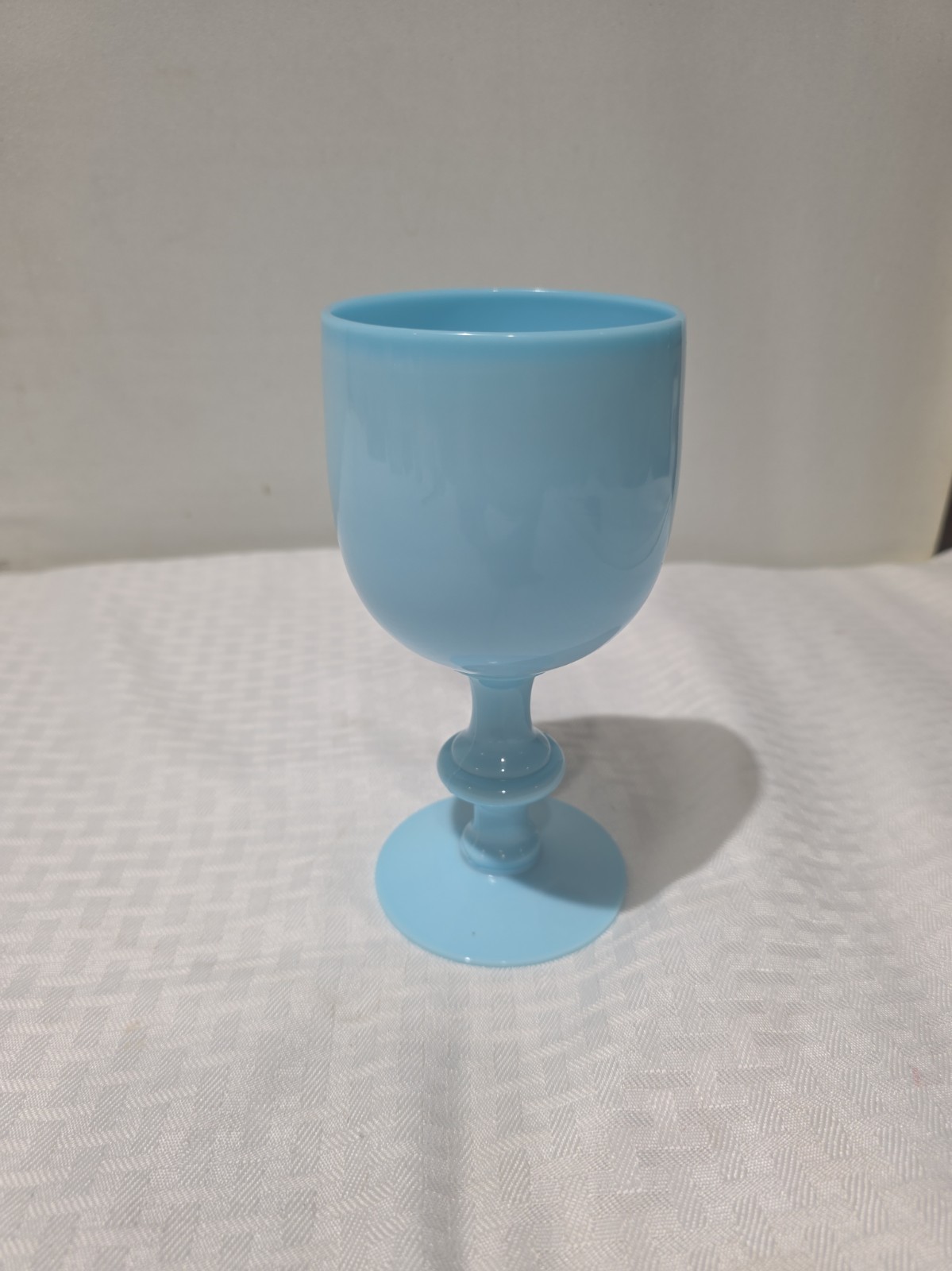 Vintage French Portieux Vallerysthal Blue Opaline Glass Water Goblet 6.5\ Vintage French Portieux Vallerysthal Blue Opaline Glass Water Goblet 6.5\