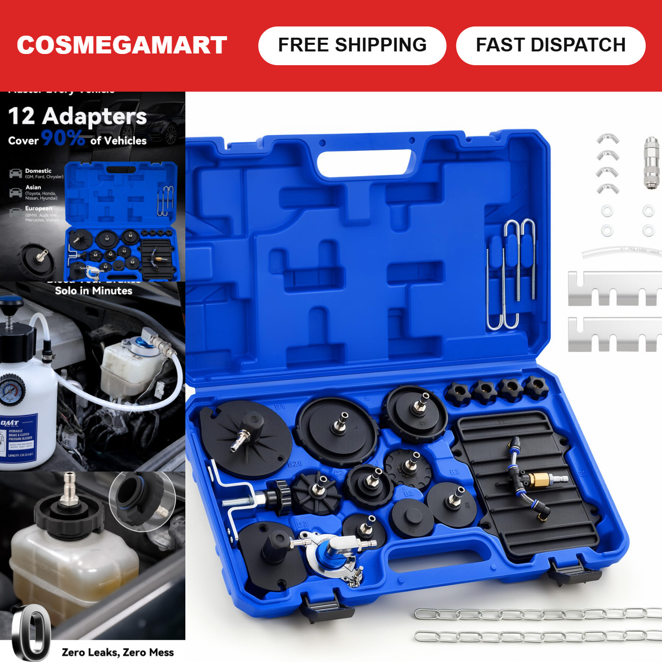 12 Pcs Brake Master Cylinder Bleeder Tool Kit - Flushing Adapter Set for Cars 12 Pcs Brake Master Cylinder Bleeder Tool Kit - Flushing Adapter Set for Cars