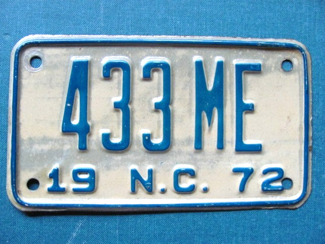 1972 NORTH CAROLINA NC LICENSE PLATE TAG \