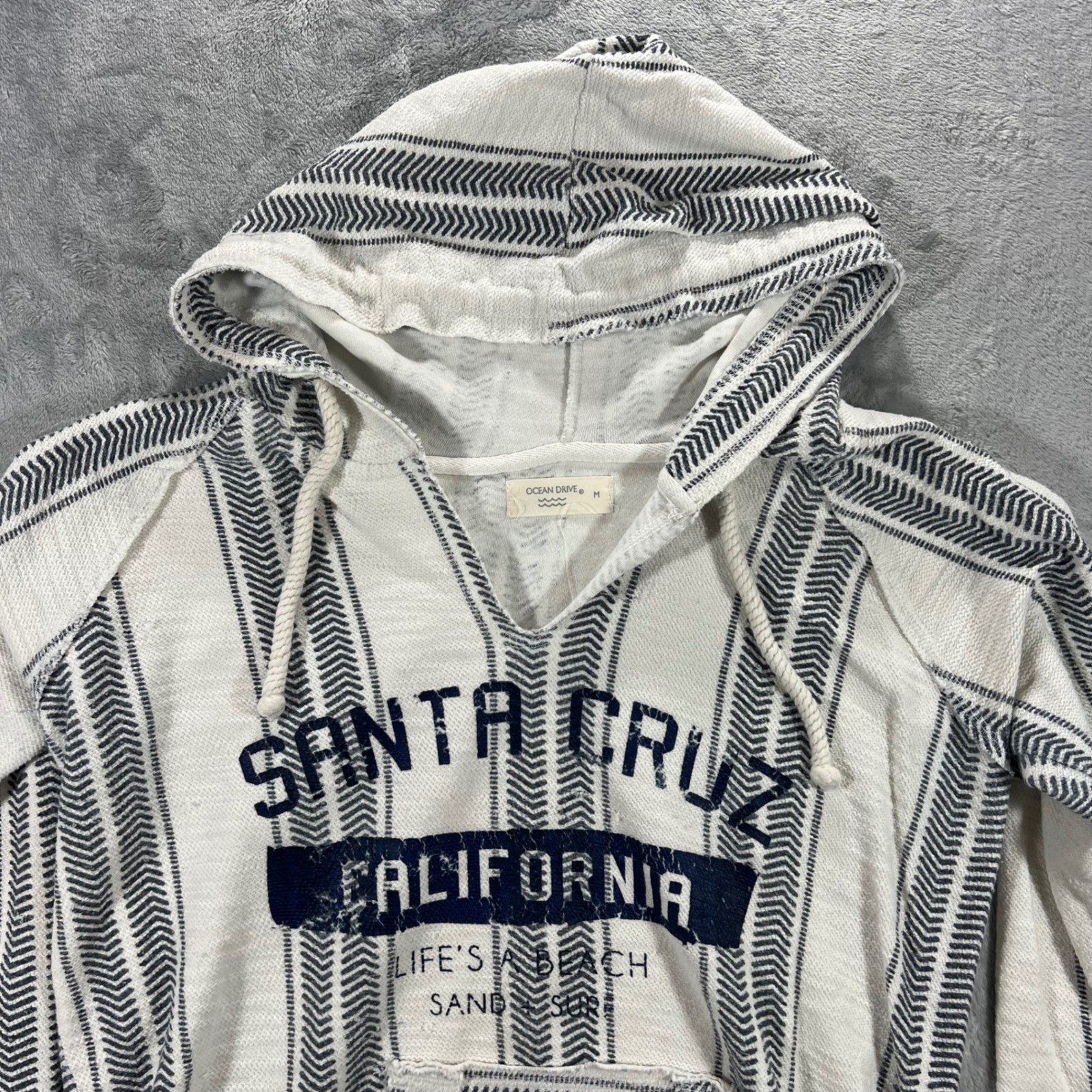 Ocean Drive Baja Hoodie Women Medium White Santa Cruz California Beachy Travel