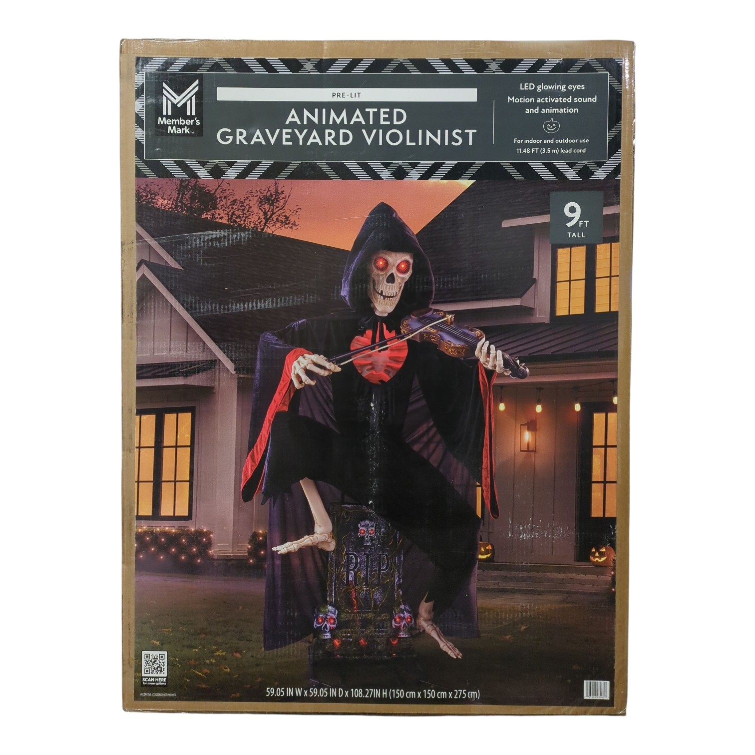 Member\'s Mark 9ft Pre-Lit Animated Graveyard Violinist, Black