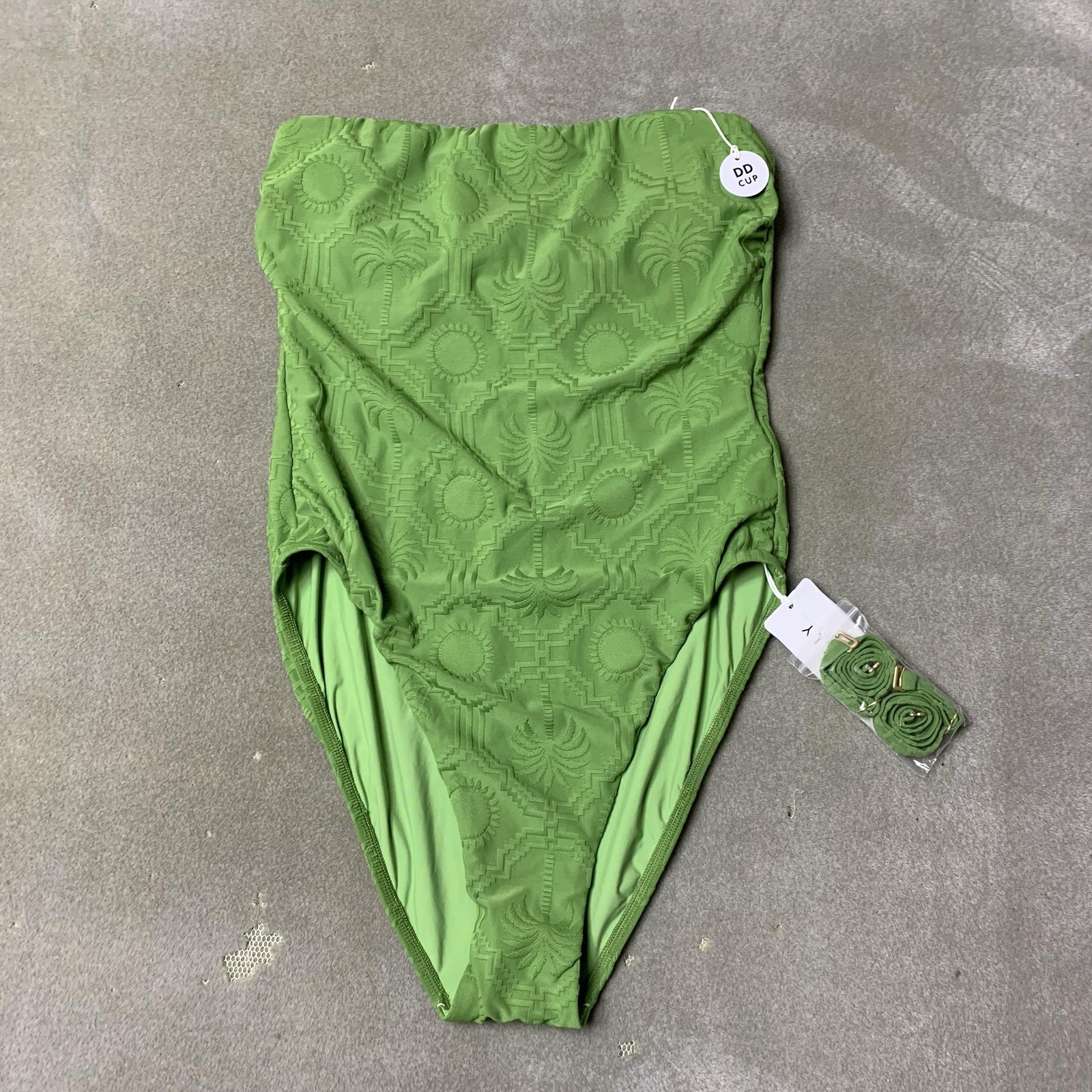 Seafolly DD Bandeau One Piece Swimsuit Womens 8 US Green Oasis Sage Suit
