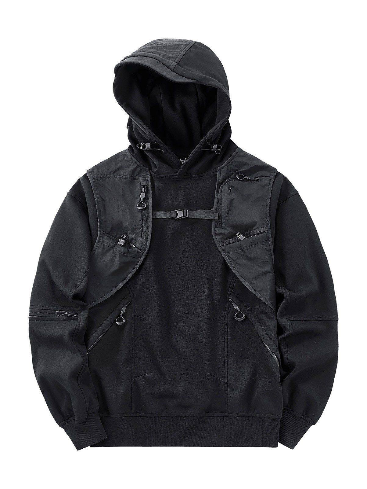 Niepce Men Japanese Techwear Hoodie Tactical Harness Strap Cargo Sweatshirt Niepce Men Japanese Techwear Hoodie Tactical Harness Strap Cargo Sweatshirt