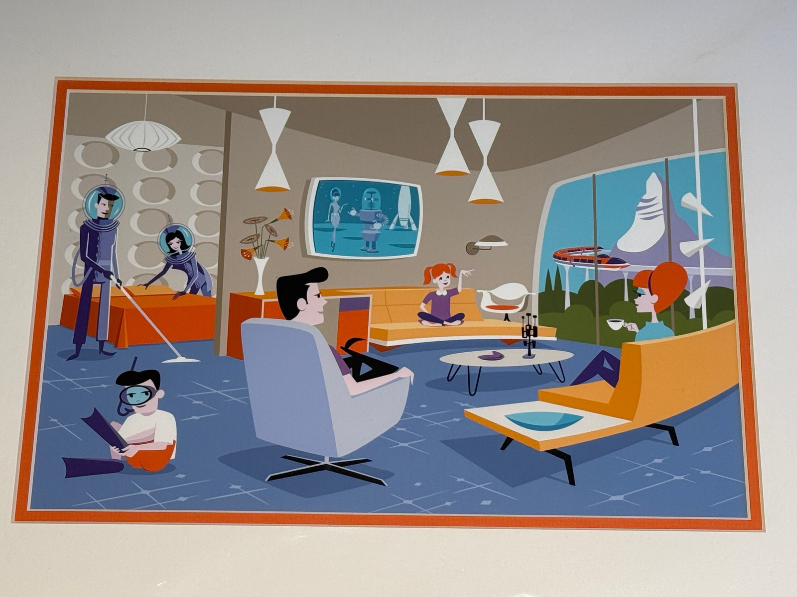 Josh Agle SHAG SUITE OF THE FUTURE Print w/ matting Disneyland Disney Space MCM