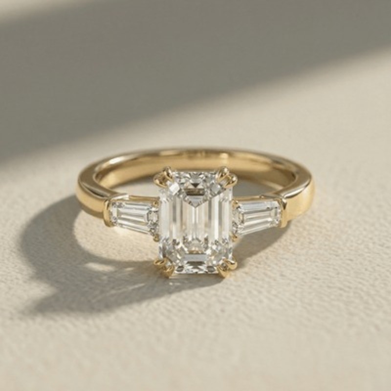 Beautiful Emerald cut VVS1 Moissanite Solitaire Rings, 925 Sterling Silver Rings