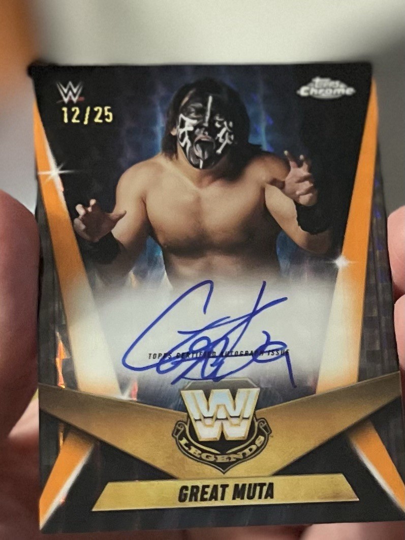 🔥#12/25 Great Muta 2025 WWE Topps Chrome Great Legendary Orange On Card Auto SP 🔥#12/25 Great Muta 2025 WWE Topps Chrome Great Legendary Orange On Card Auto SP