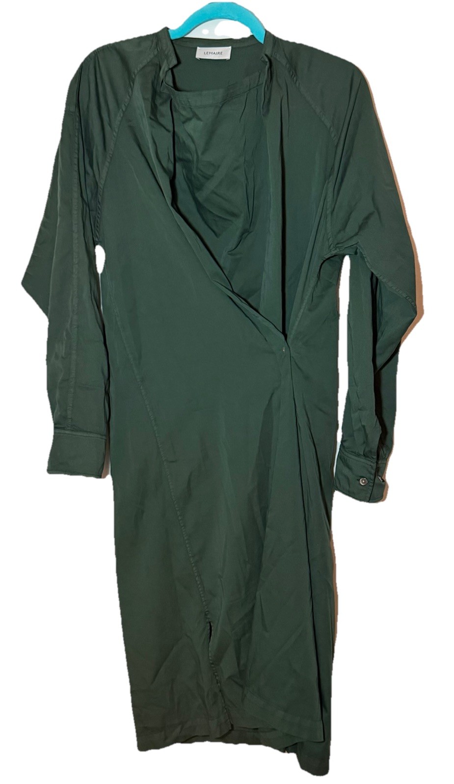 LEMAIRE Twisted Blouse Dress Hunter Green Cotton Sz 34 LEMAIRE Twisted Blouse Dress Hunter Green Cotton Sz 34