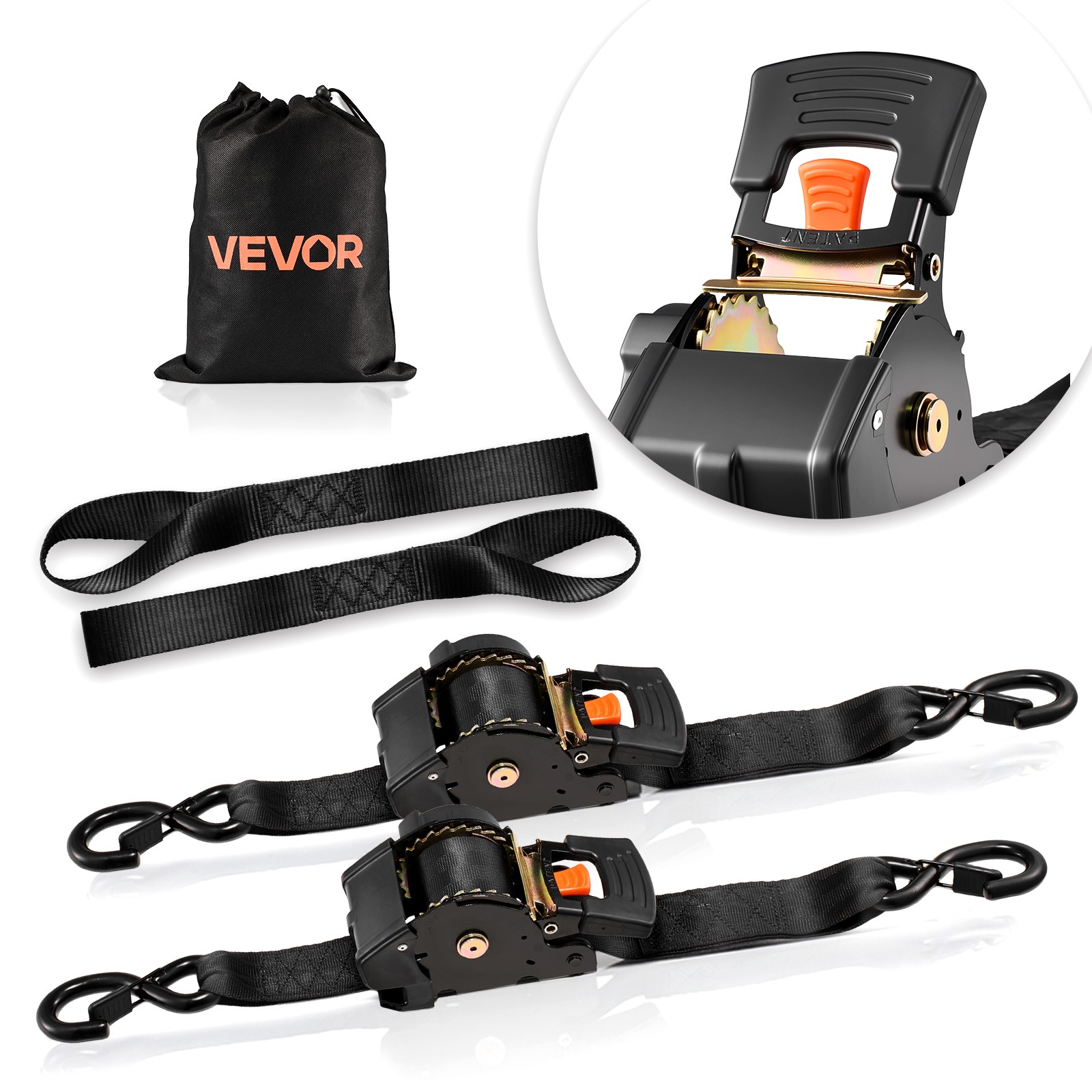 VEVOR 2 Pack Retractable Ratchet Straps 2\