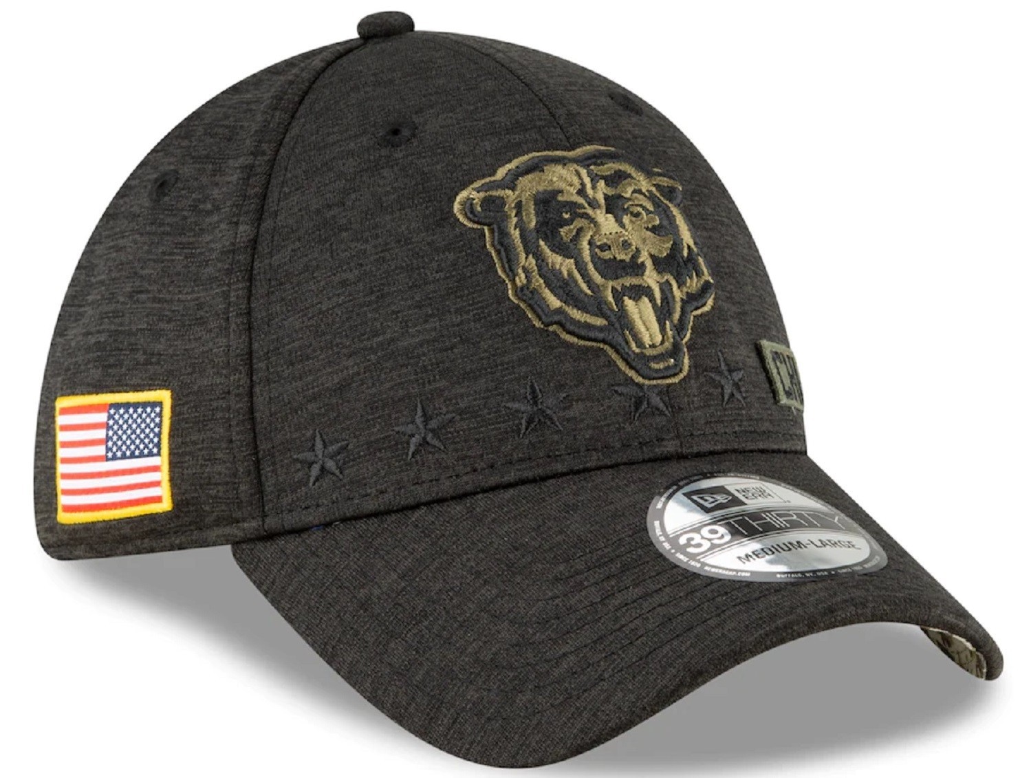 Authentic New Era NFL Salute To Service Chicago Bears Head Blk 39Thirty Flex Hat